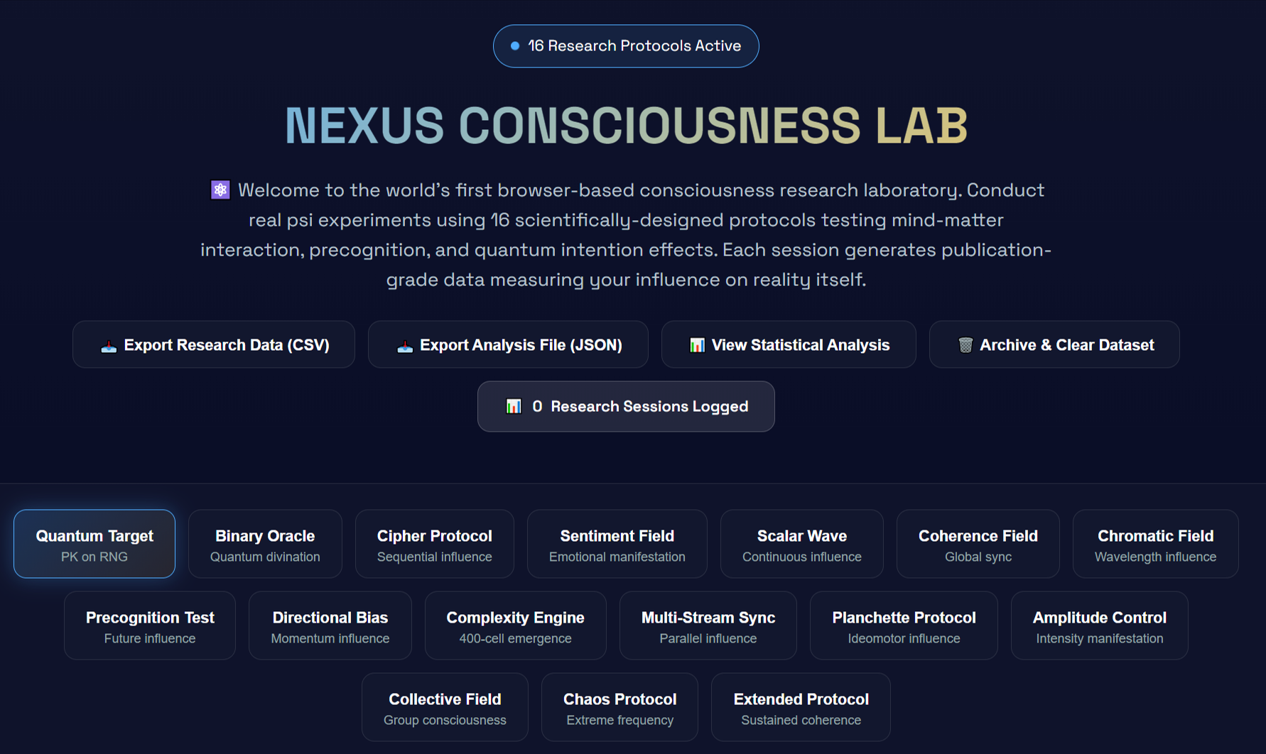 Quantum Nexus Lab Interface